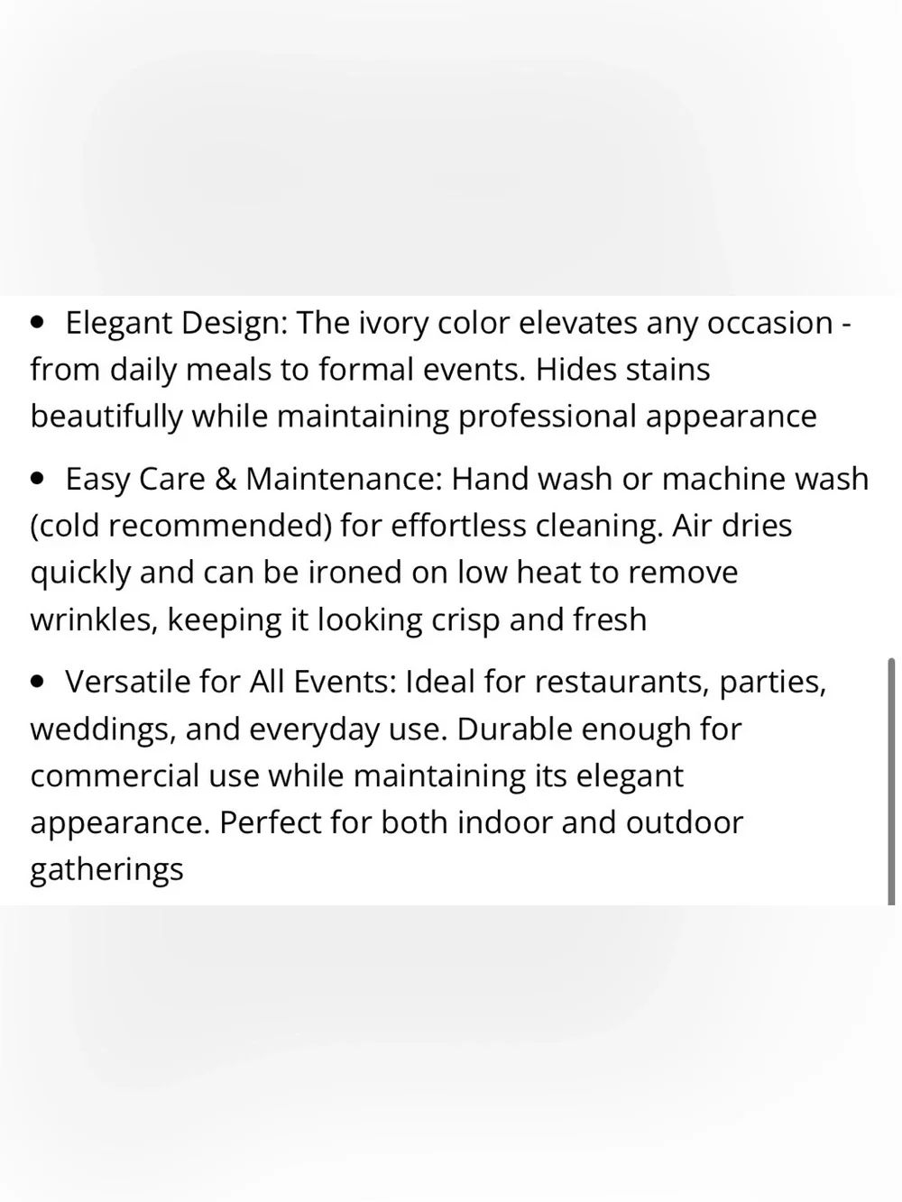 Classic Tablecloth 120” Round WASHABLE REUSABLE EASY-CARE (6-pack) Ivory
